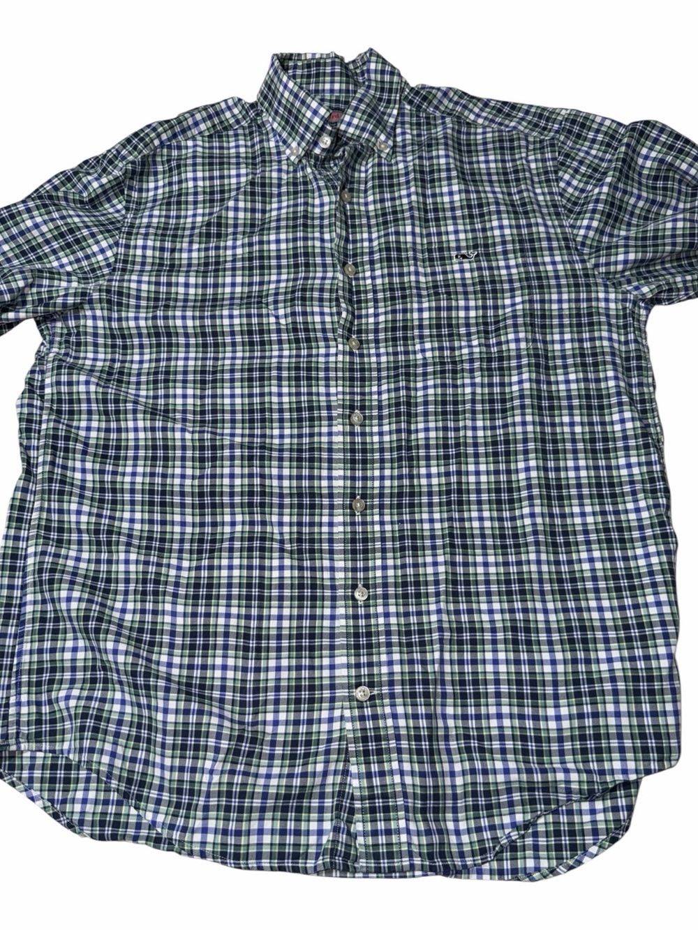 Vineyard Vines Blue and Green Plaid Button-Down Shirt